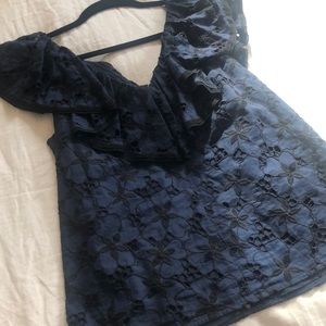 Rebecca Taylor blue and black blouse size 6.